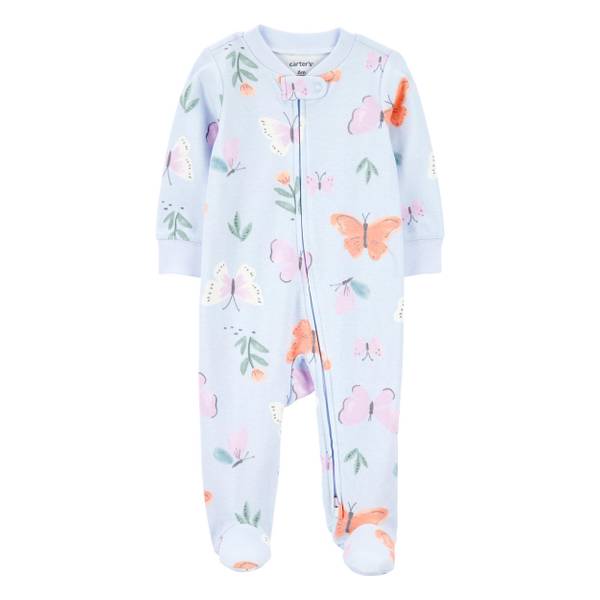Photo of Infant Girl's Butterfly 2-Way Zipper Cotton Sleep and Play