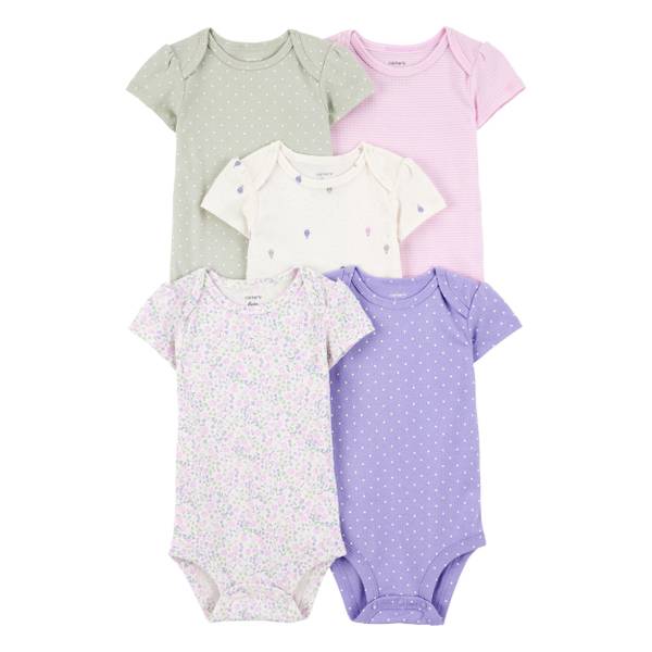 Photo of Infant Girl's 5-Pack Floral Polka Dot Short-Sleeve Bodysuits