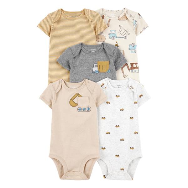 Photo of Infant Boy's 5-Pack Construction Short-Sleeve Cotton Bodysuits
