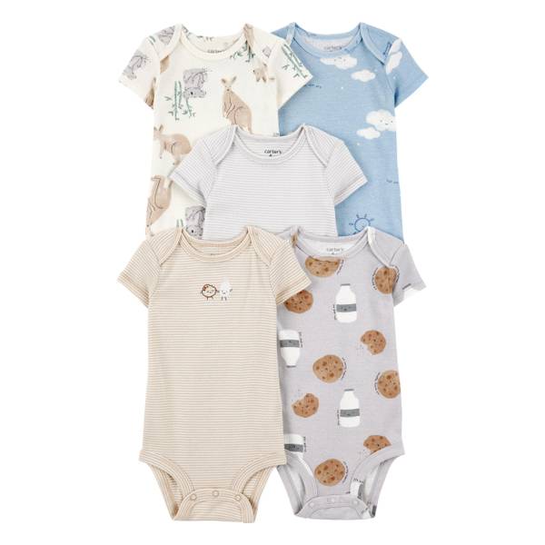 Photo of Infant Girl's 5-Pack Kangaroo Cloud Short-Sleeve Bodysuits