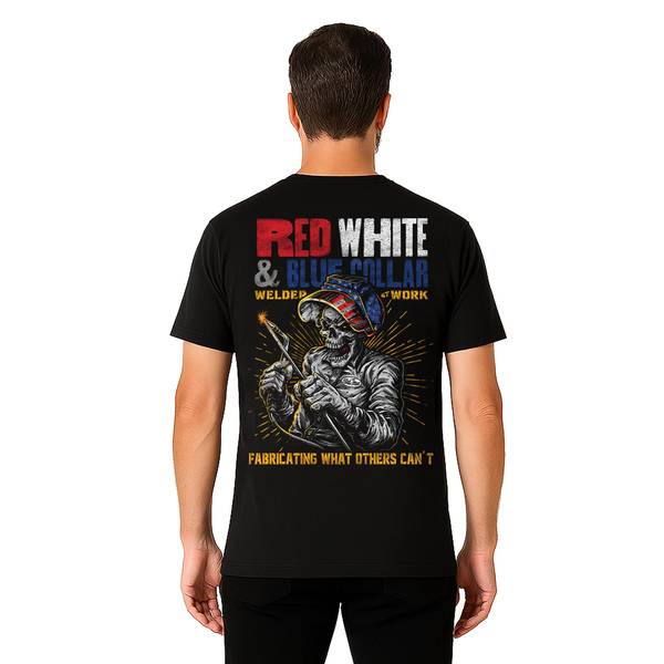 Photo of Men's Red, White, and Blue Collar Welder At Work T-Shirt