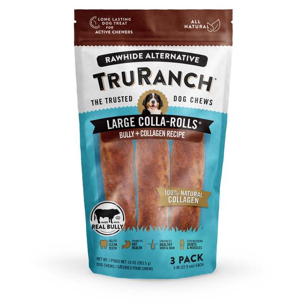 Photo of 3-Count Bully Collagen Roll Dog Treats, 9-in Long-lasting Rawhide Alternative