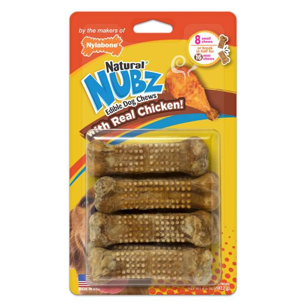 Nylabone 8-Count Small Natural Nubz Chicken Dog Treats