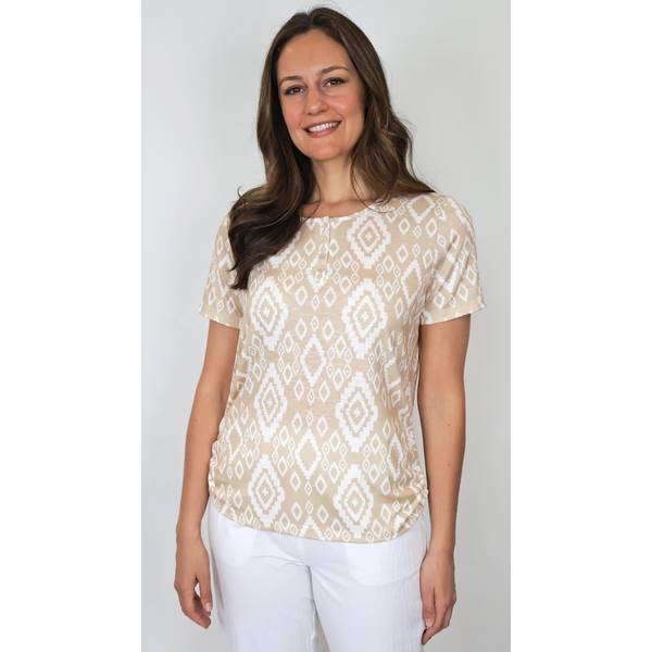 Photo of Women's Short Sleeve Henley with Cinching