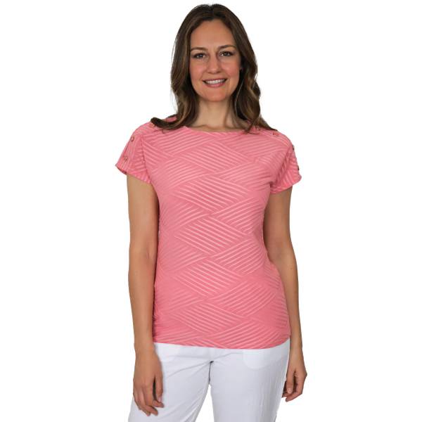 Photo of Women's Short Dolman Sleeve Button Shoulder Top