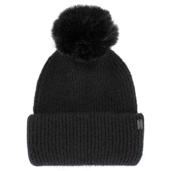 Photo of Women's Double Cuffed Faux Fur Pom Beanie