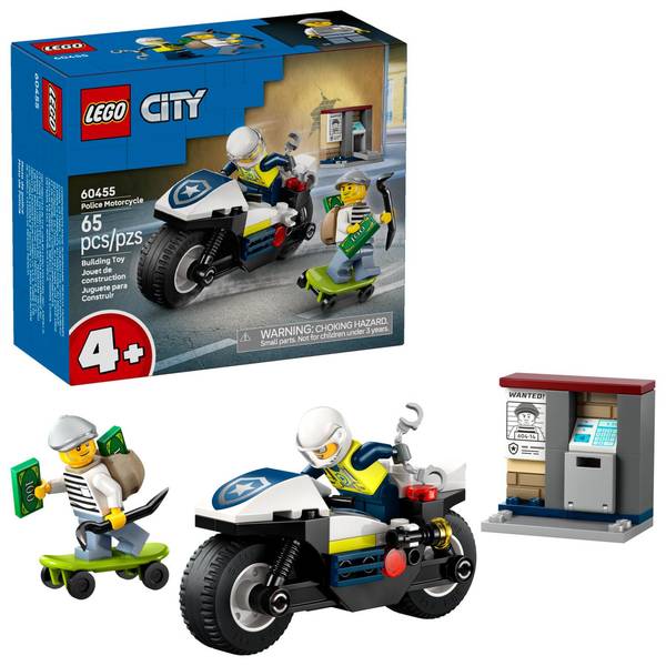 9114277 City Police Motorcycle Chase Building Set - Multi Color - 65 Piece