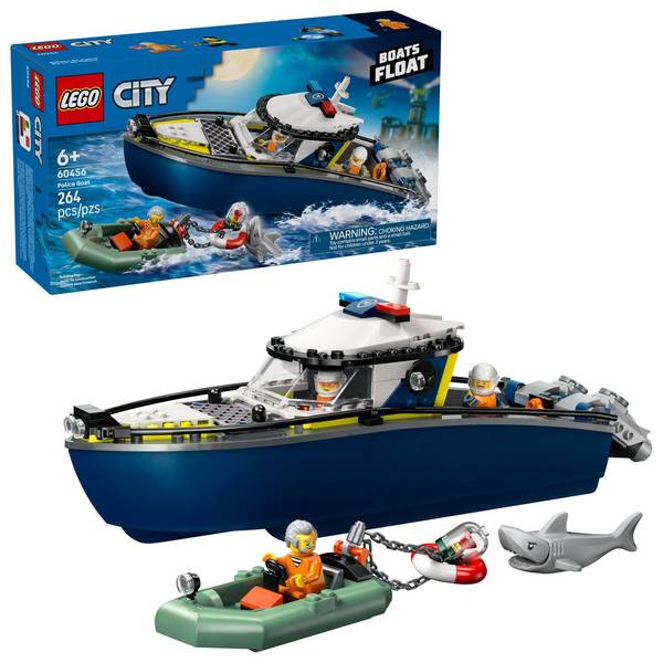 9114278 City Police Boat Chase Building Set, Multi Color - 264 Piece
