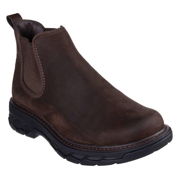 Skechers Men's Relaxed Fit: Lockett - Heath Boots | Size 11.5 | Dark Brown | Leather
