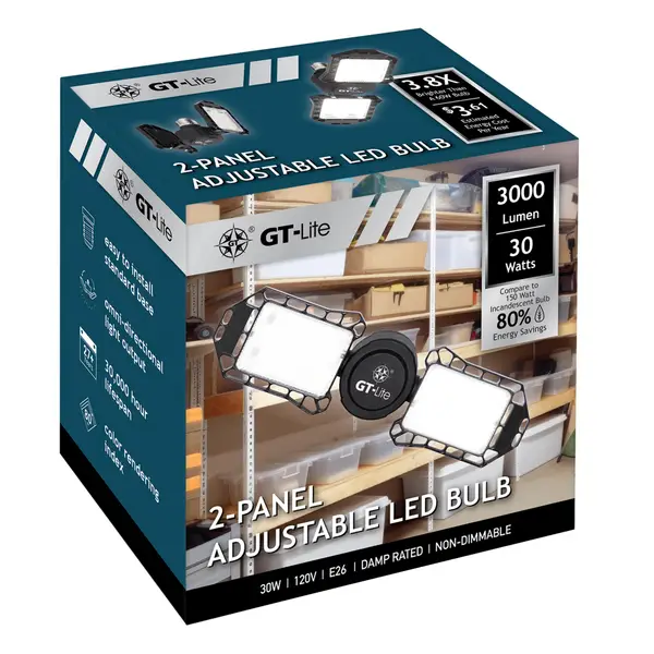 GT-Lite GT-Lite 3000 Lumen LED 2-Panel Bulb, 30W, E26 - GT-BU-G30