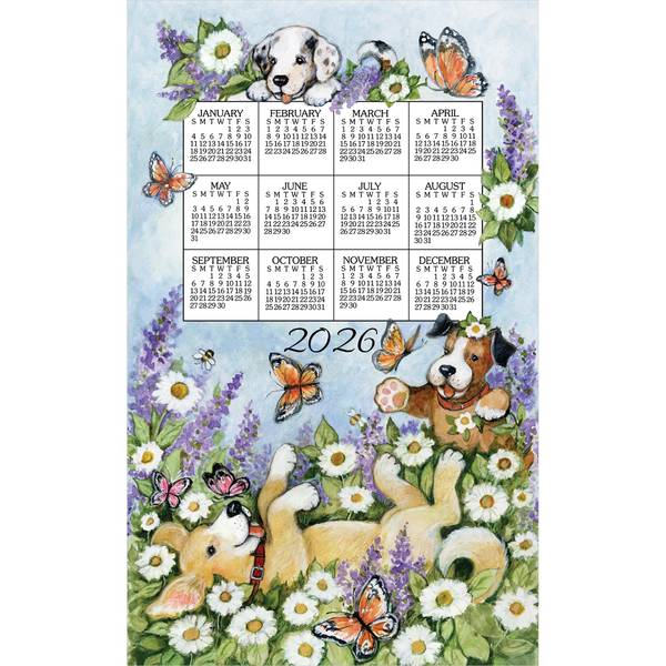 Photo of Playful Puppies 2026 Calendar Towel
