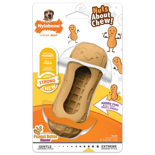 Photo of Nylabone Strong Chew Fillable Peanut Dog Toy Peanut Butter Medium/Wolf - Up to 35 lbs.