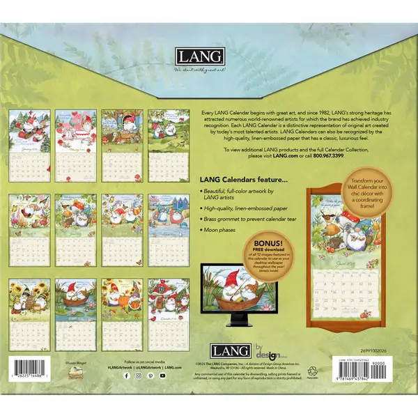 Gnome Life Wall Calendar 2025 : Workman Calendars - View #3