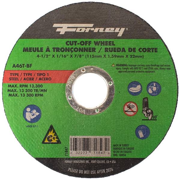 Photo of Cut-Off Wheel Metal Type 1 4-1/2 inch x 1/16 inch x 7/8 inch