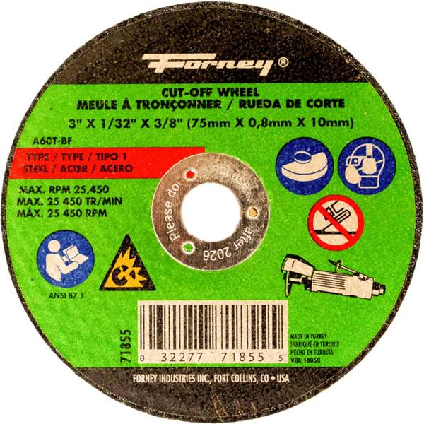 Photo of Cut-Off Wheel, Metal, Type 1, 3 inches x 1/32 inch x 3/8 inch