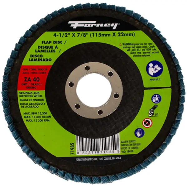 Forney Flap Disc Type 29 4-1/2 Inch x 7/8 Inch ZA40 - 71985