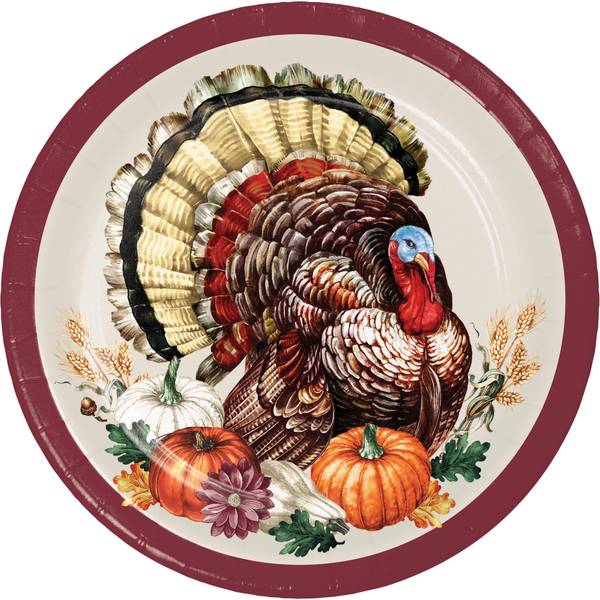 Photo of 8-Count Vintage Turkey Luncheon Plate