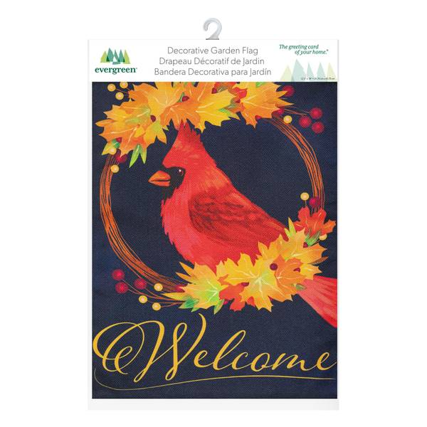 Photo of Fall Cardinal Wreath Burlap Garden Flag