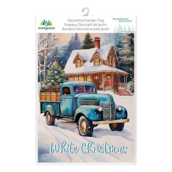 Photo of Holiday Blue Truck Suede Garden Flag