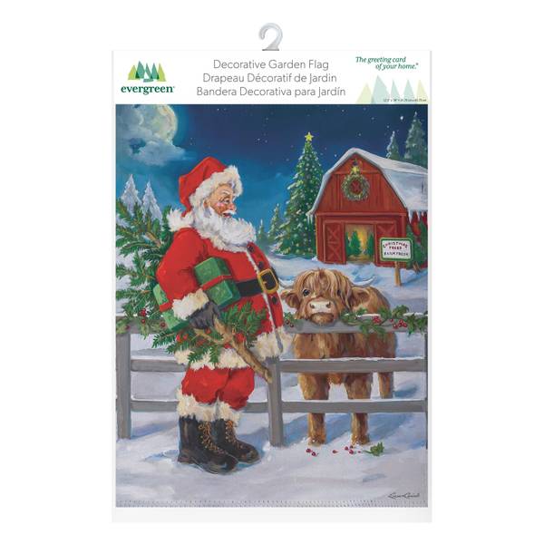 Photo of Santa & Highland Cow Suede Garden Flag