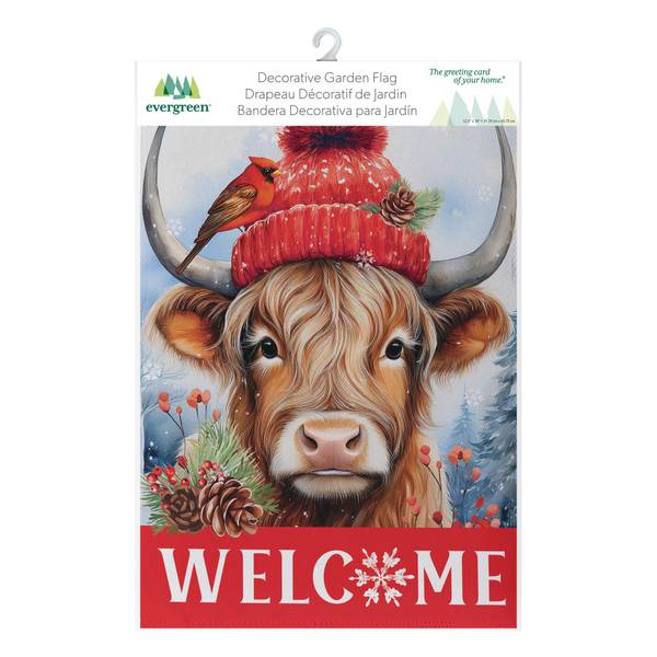 Photo of Bundled Up Highland Cow Suede Garden Flag