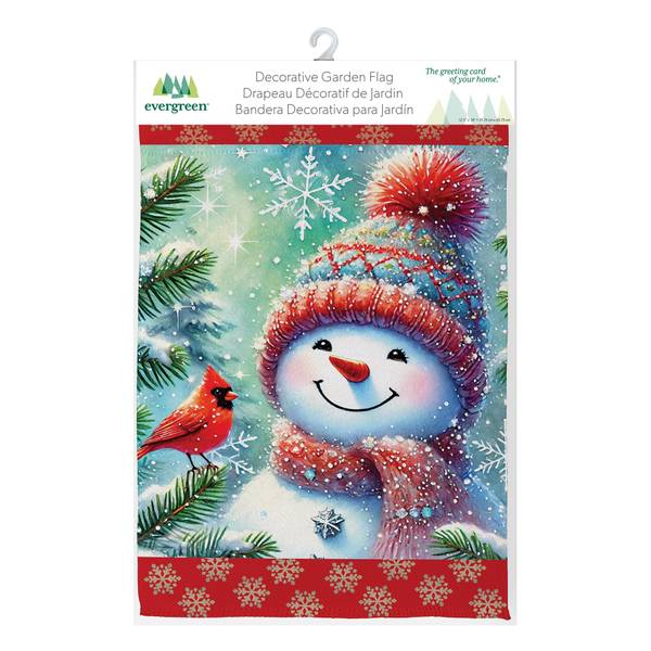 Photo of Snowman With Cardinal Friend Suede Garden Flag
