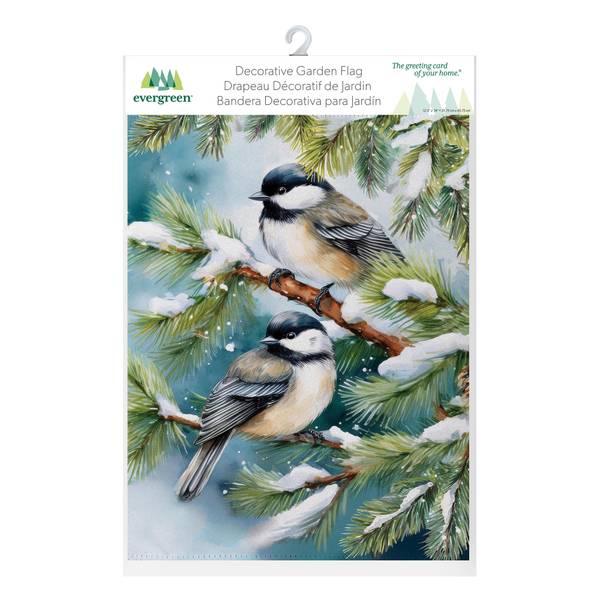 Photo of Winter Chickadee Friends Suede Garden Flag
