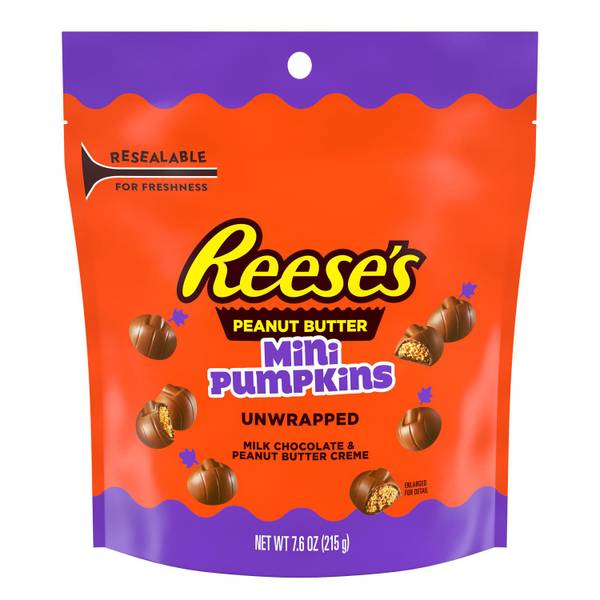 Photo of 7.6 oz Unwrapped Milk Chocolate Peanut Butter Creme Mini Pumpkins
