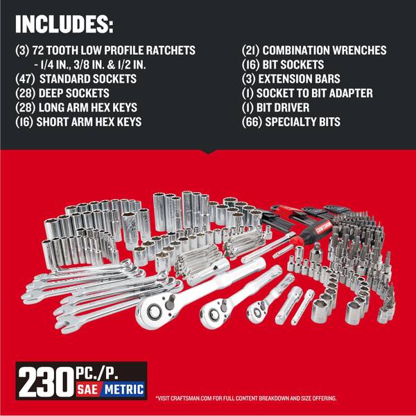 Craftsman 230-Piece VERSASTACK Mechanics Tool Set - CMMT45306