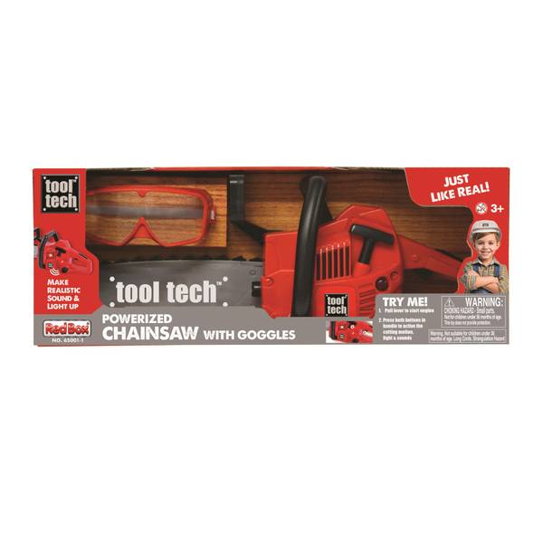 Red Box Tool Tech Vibrating-Lighted Toy Chainsaw, 2-Piece, Ages 3+