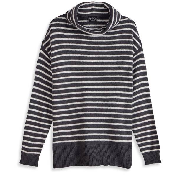 Photo of Woman's Long Sleeve Stripe Turtleneck Sweater