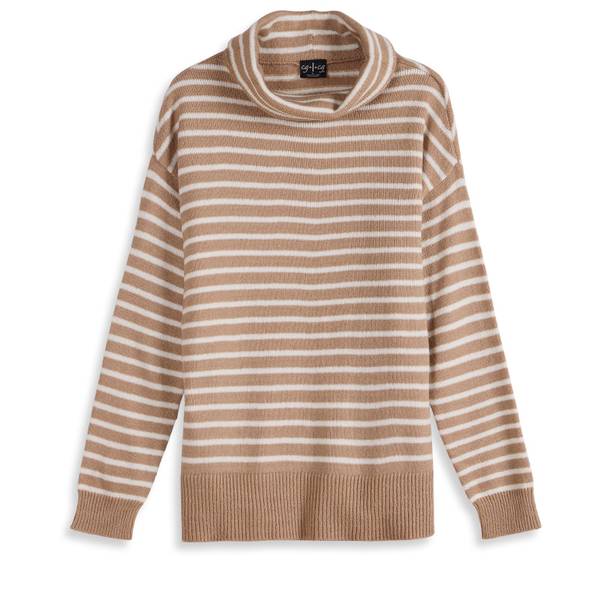 Photo of Woman's Long Sleeve Stripe Turtleneck Sweater