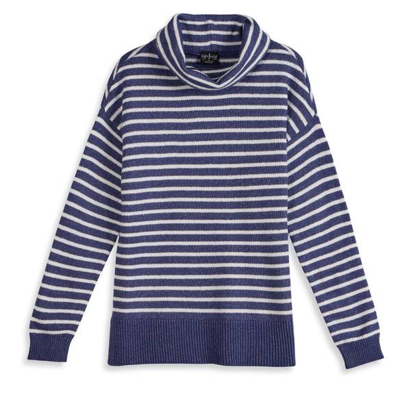 Photo of Woman's Long Sleeve Stripe Turtleneck Sweater