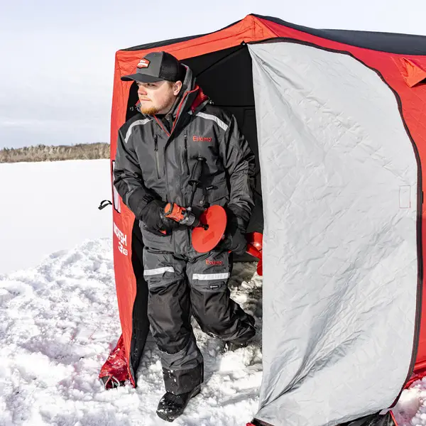 Eskimo QuickFish 3HD, Pop-Up Portable Shelter, No-Trip Door, Red