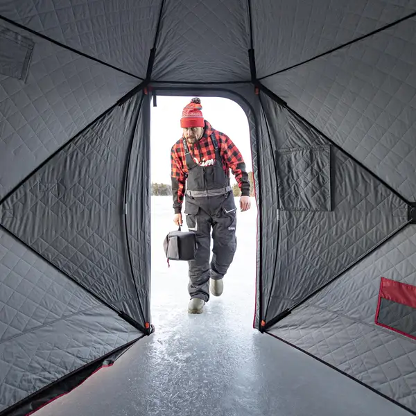 Eskimo QuickFish 3HD, Pop-Up Portable Shelter, No-Trip Door, Red