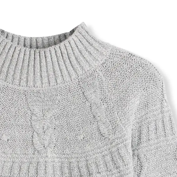 Jillian Nicole Women's Mock Neck Cable Yoke Pull-Over