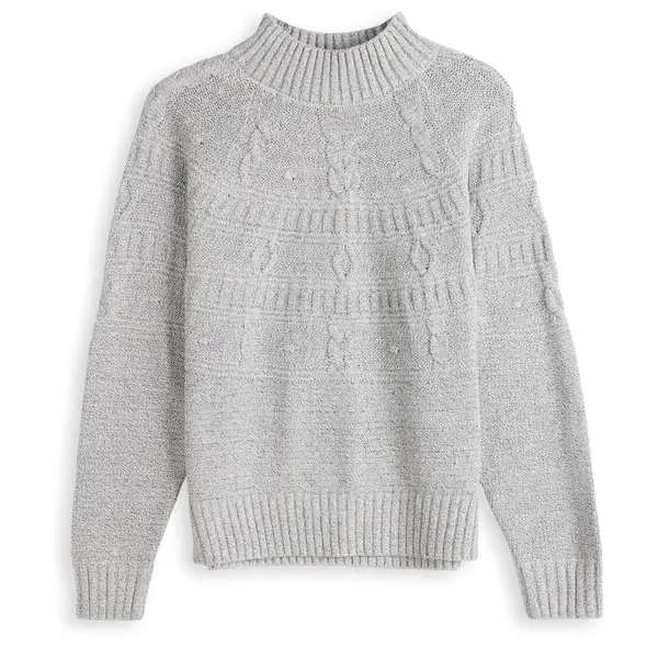 Jillian Nicole Women's Mock Neck Cable Yoke Pull-Over