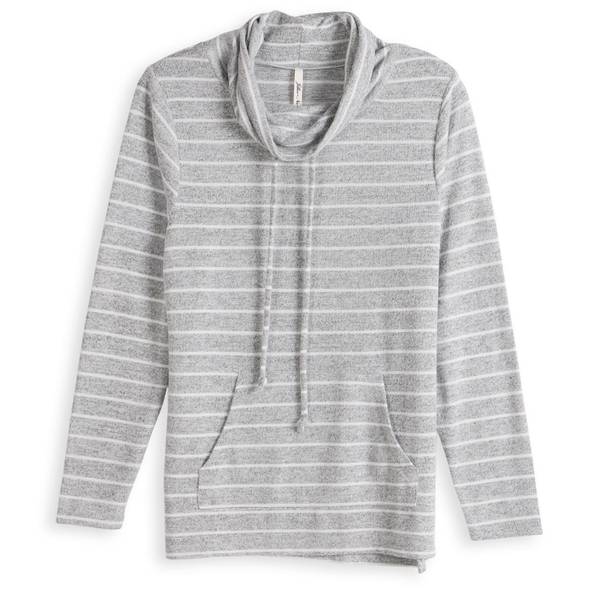 Photo of Women's Cowl Stripe Drawstring Knit Top