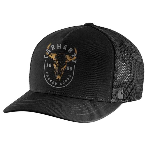 Photo of Canvas Mesh-Back Skull Graphic Cap