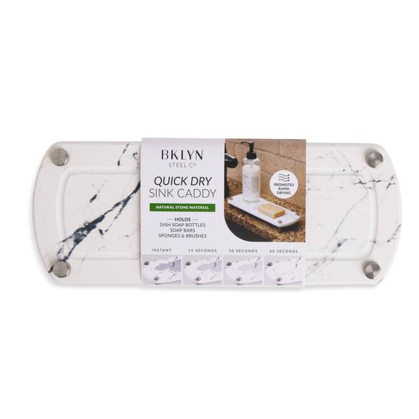BROOKLYN STEEL White Marble Diatomite Sink Caddy