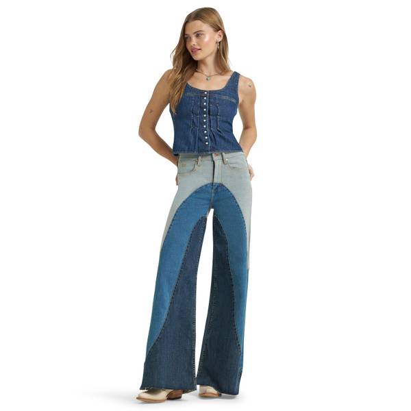 Wrangler Women's Lainey Pieced Wide Pant Denim - 112375655-31