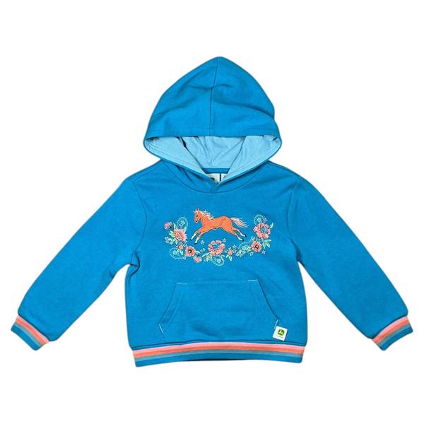Photo of Toddler Girls' Blue Hoodie with Floral Horse Design