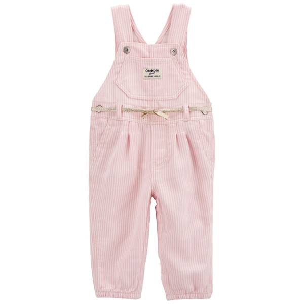 Photo of Infant Girl's Knit Denim Hickory Stripe Overalls
