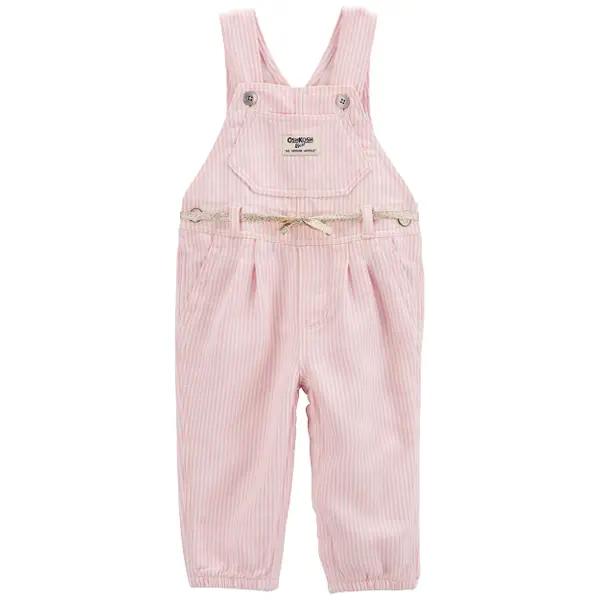 Oshkosh Infant Girl's Knit Denim Hickory Stripe Overalls