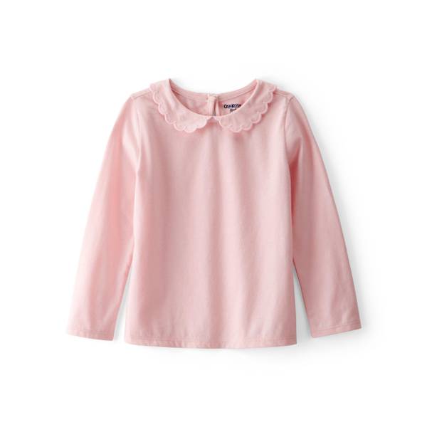 Photo of Toddler Girl's Scalloped Collar Long-Sleeve Shirt