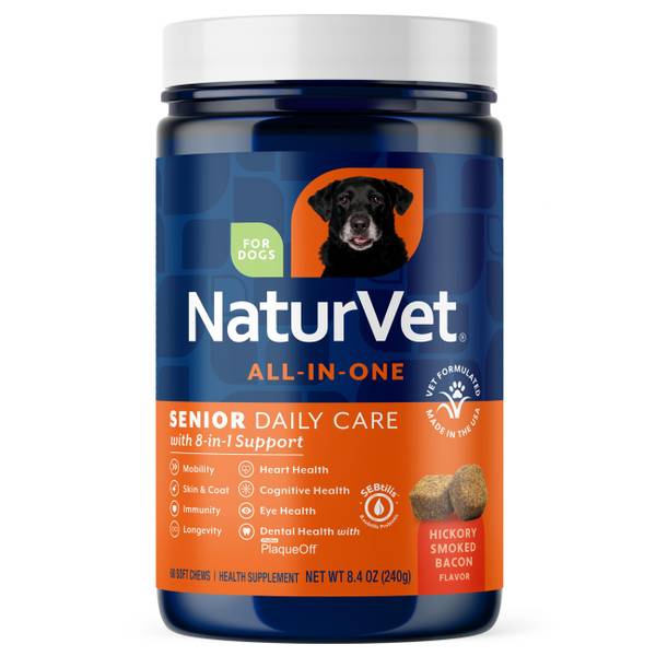 Photo of 60-Count All-In-One Hickory Smoked Bacon Flavor Senior Dog Daily Care Supplements