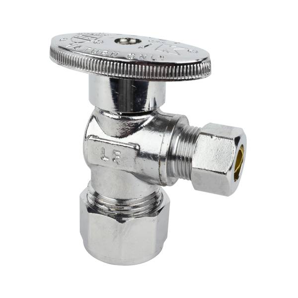 Photo of 1/2" Comp Pex x 3/8" O.D. Quarter Turn No Crimp PEX Angle Valve