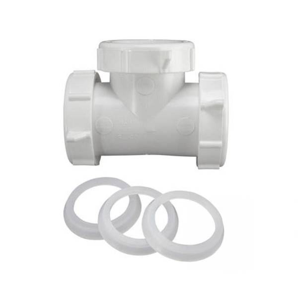 Photo of 1 1/2" White Plastic 3 Way Tee Coupling