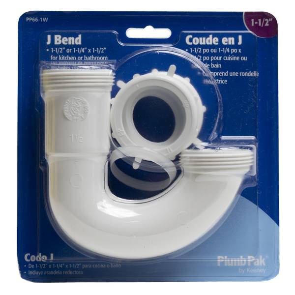 Photo of 1-1/2 or 1-1/4 White Plastic J-Bend