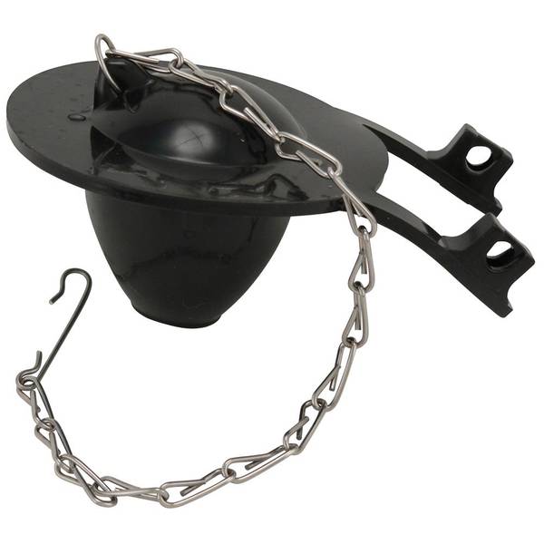 Photo of Universal Toilet Tank Flapper with Chain and Hook - Black Rubber
